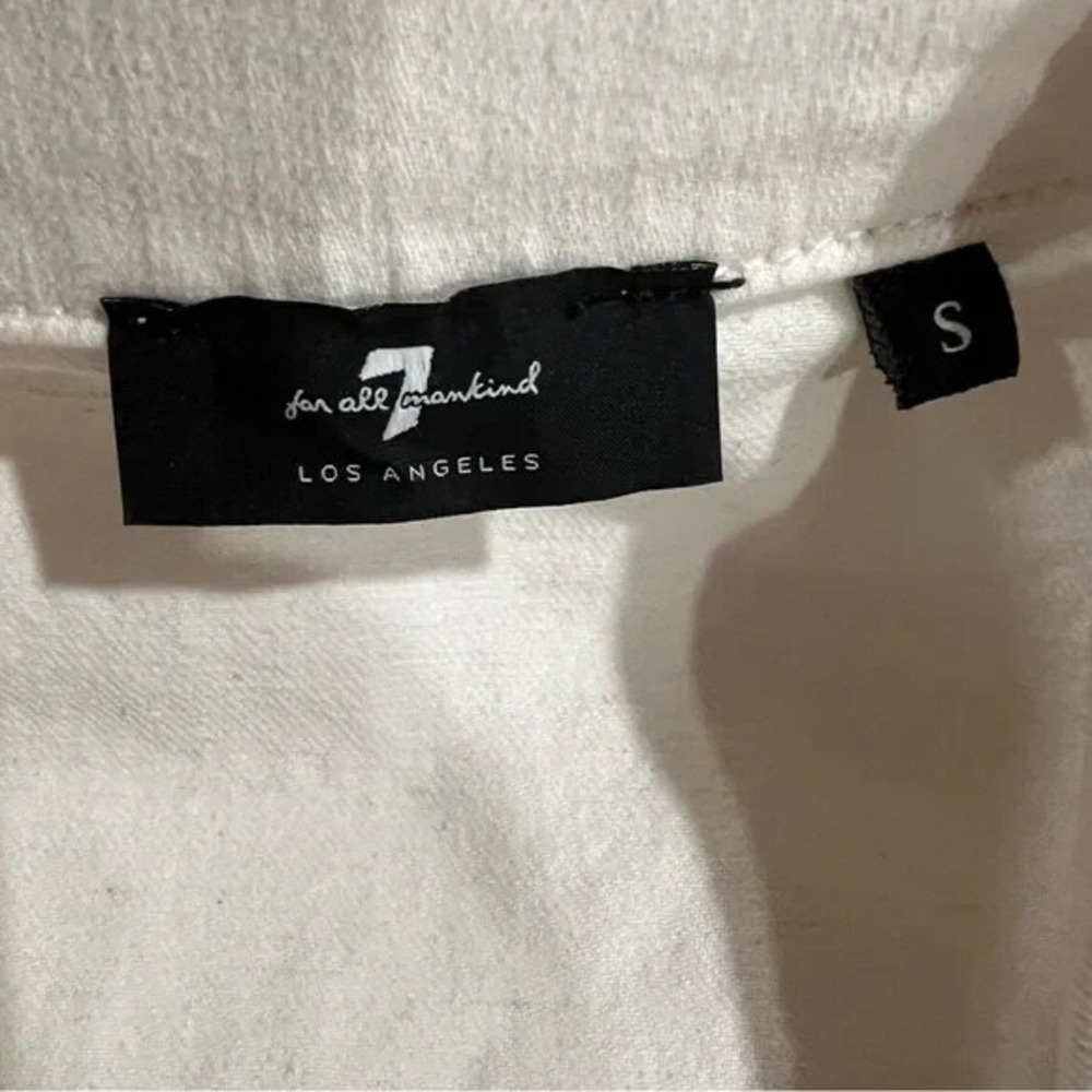 7 For All Mankind White Button Front Utility Top S Collared Drawstring - Picture 3 of 8